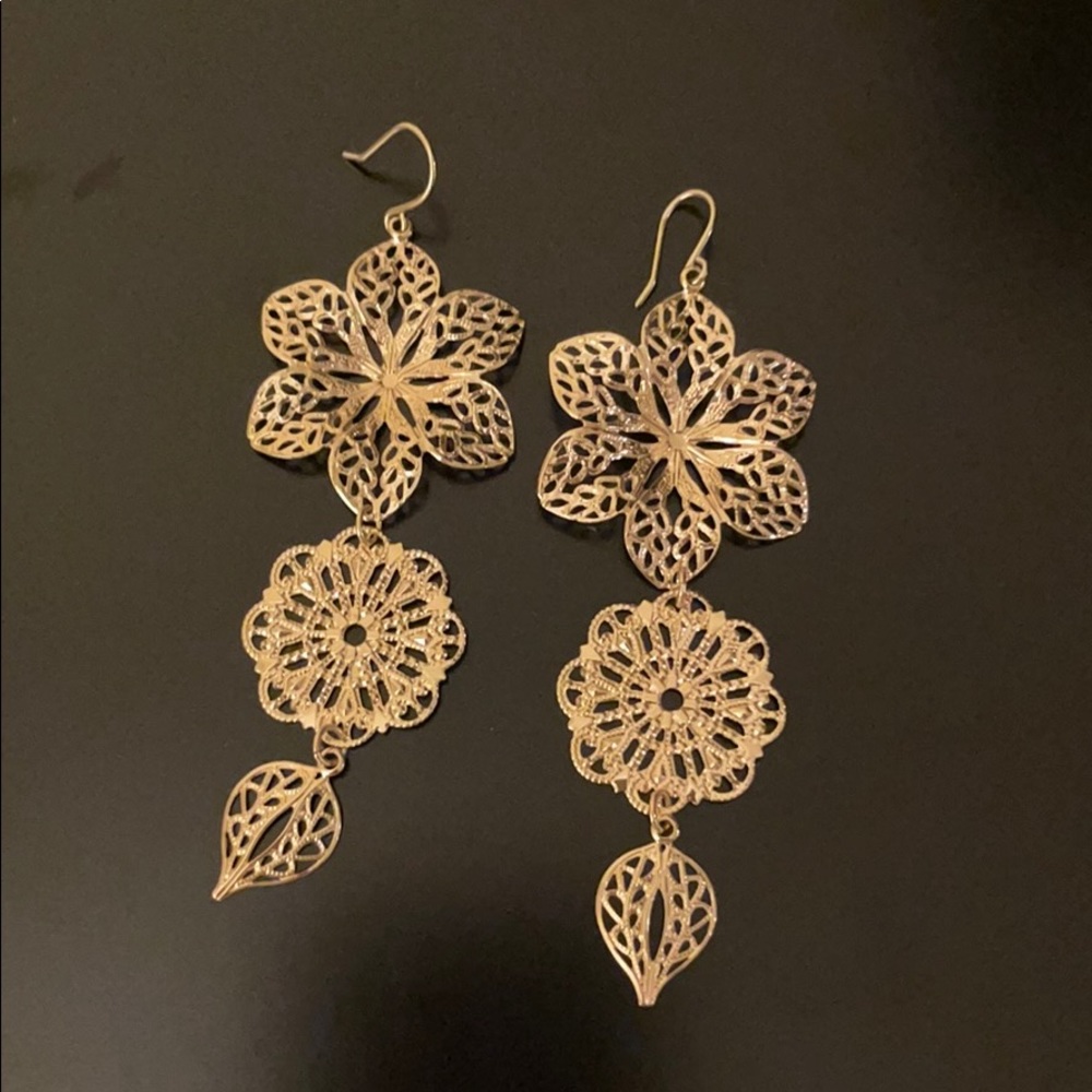 Gold floral earrings